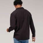 Linen Button Down Long Sleeve Shirt // Black (XL)