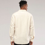 Linen Button Down Long Sleeve Shirt // Beige (XL)