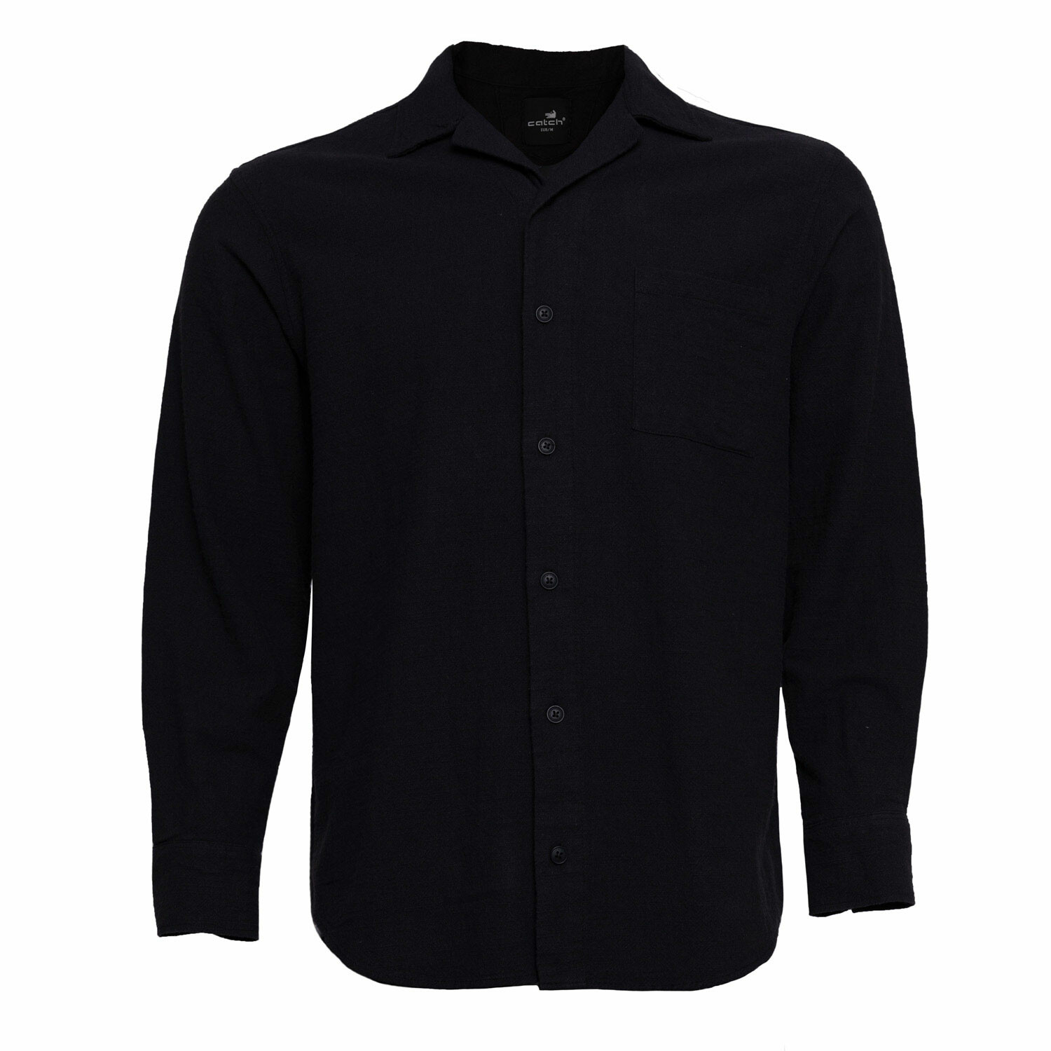 Linen Button Down Long Sleeve Shirt // Black (XL) - Catch Linen - Touch ...