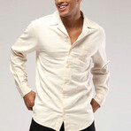 Linen Button Down Long Sleeve Shirt // Beige (XL)