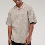 Linen Button Down Short Sleeve Shirt // Light Gray (XL)