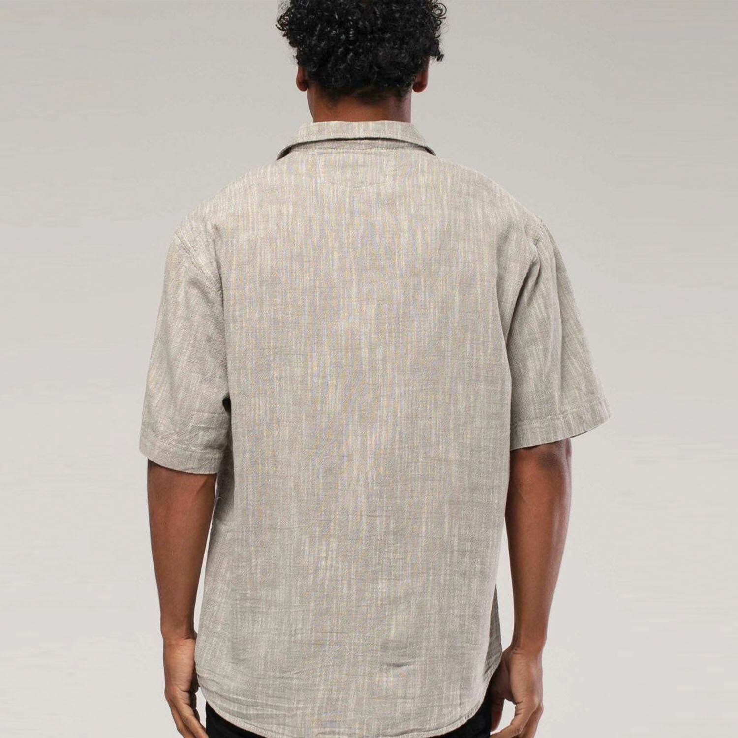 Linen Button Down Short Sleeve Shirt // Light Gray (XL) - Catch Linen ...