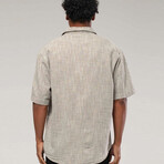 Linen Button Down Short Sleeve Shirt // Light Gray (XL)