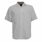 Linen Button Down Short Sleeve Shirt // Light Gray (XL)