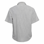 Linen Button Down Short Sleeve Shirt // Light Gray (XL)