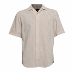 Linen Button Down Short Sleeve Shirt // Beige (S)