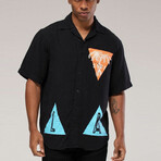 Linen Shirt // Printed Street Style // Black (M)