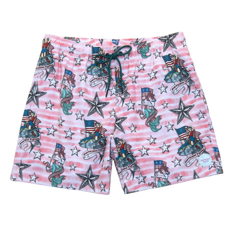 Pinup Patriot Pool Shorts // White (S)