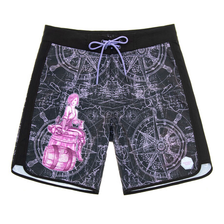 Pirate Rebel Board Shorts // Black (28)