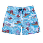 Shell Surf Pool Shorts // Forget Me Not Blue (S)