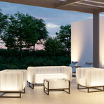 Yomi Living Room + Garden Set With Lighting // 1 Sofa + 2 Armchairs + Coffee Table // Translucent (White Translucent)