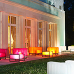 Yomi Living Room + Garden Set With Lighting // 1 Sofa + 2 Armchairs // Translucent (White Translucent)