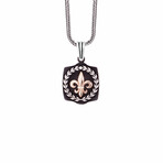 Greek Crown and Fleur De Lis Necklace