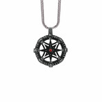 Compass Necklace with CZ Stones