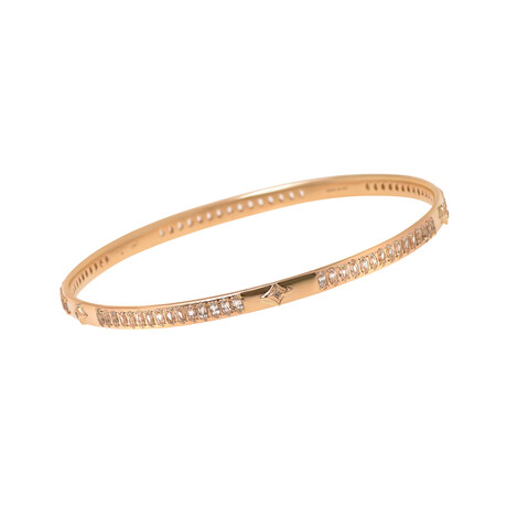 Armenta Rose World 14K Rose Gold Champagne Diamond + Sapphire Bangle Bracelet // 6.5" // Store Display