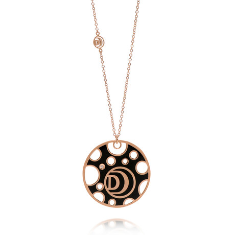 Damiani Damianissima 18K Rose Gold + Ceramic Diamond Pendant Necklace // 16.5"-19.5" // Store Display