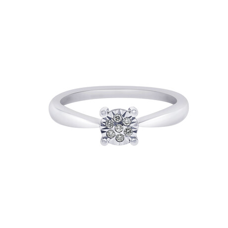 Bliss 18K White Gold Diamond Cluster Ring // Ring Size: 6.5 // Store Display