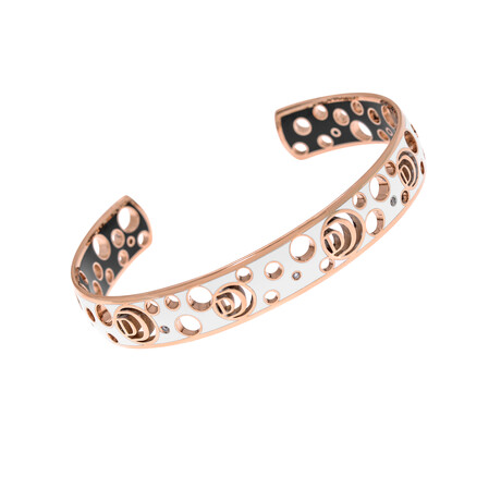 Damiani Damianissima 18K Rose Gold + Ceramic Round Brilliant Cut Diamond Cuff Bracelet // 6" // Store Display