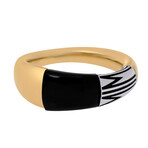 Mimi Milano Tam Tam 18K Yellow Gold + 18K White Gold Onyx Band Ring // Ring Size: 7 // Store Display