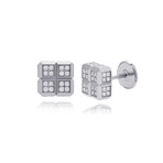 Chopard Ice Cube 18K White Gold Diamond Stud Earrings // Store Display