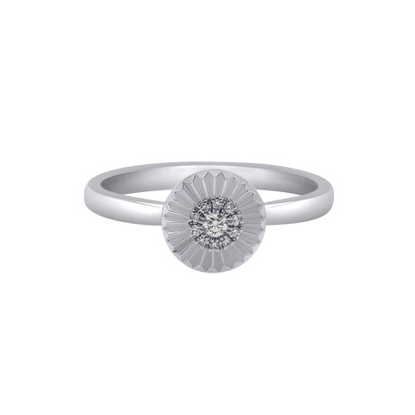 Bliss 18K White Gold Diamond Flower Band Ring // Ring Size: 6.5 // Store Display