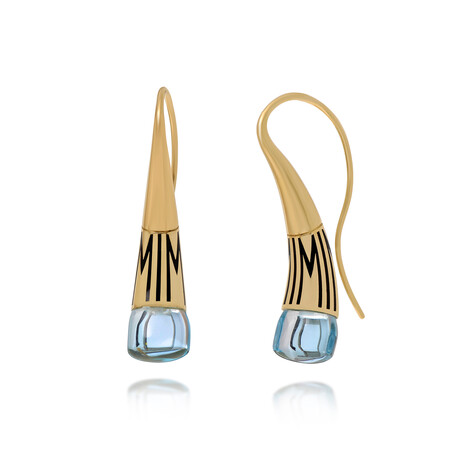 Mimi Milano Tam Tam 18K Yellow Gold Blue Topaz Drop Earrings // Store Display