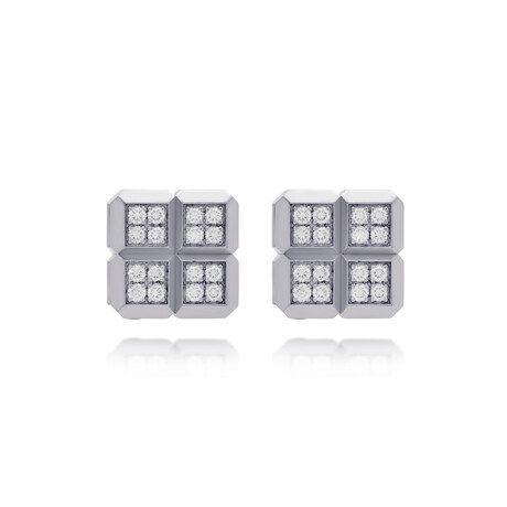 Chopard Ice Cube 18K White Gold Diamond Stud Earrings // Store Display