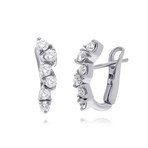 Damiani 18K White Gold Diamond Huggie Earrings // Store Display