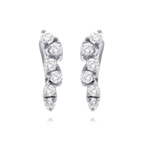 Damiani 18K White Gold Diamond Huggie Earrings // Store Display