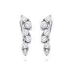 Damiani 18K White Gold Diamond Huggie Earrings // Store Display