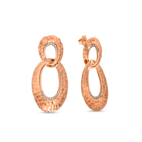 Piero Milano 18K Rose Gold Diamond Drop Earrings // Store Display