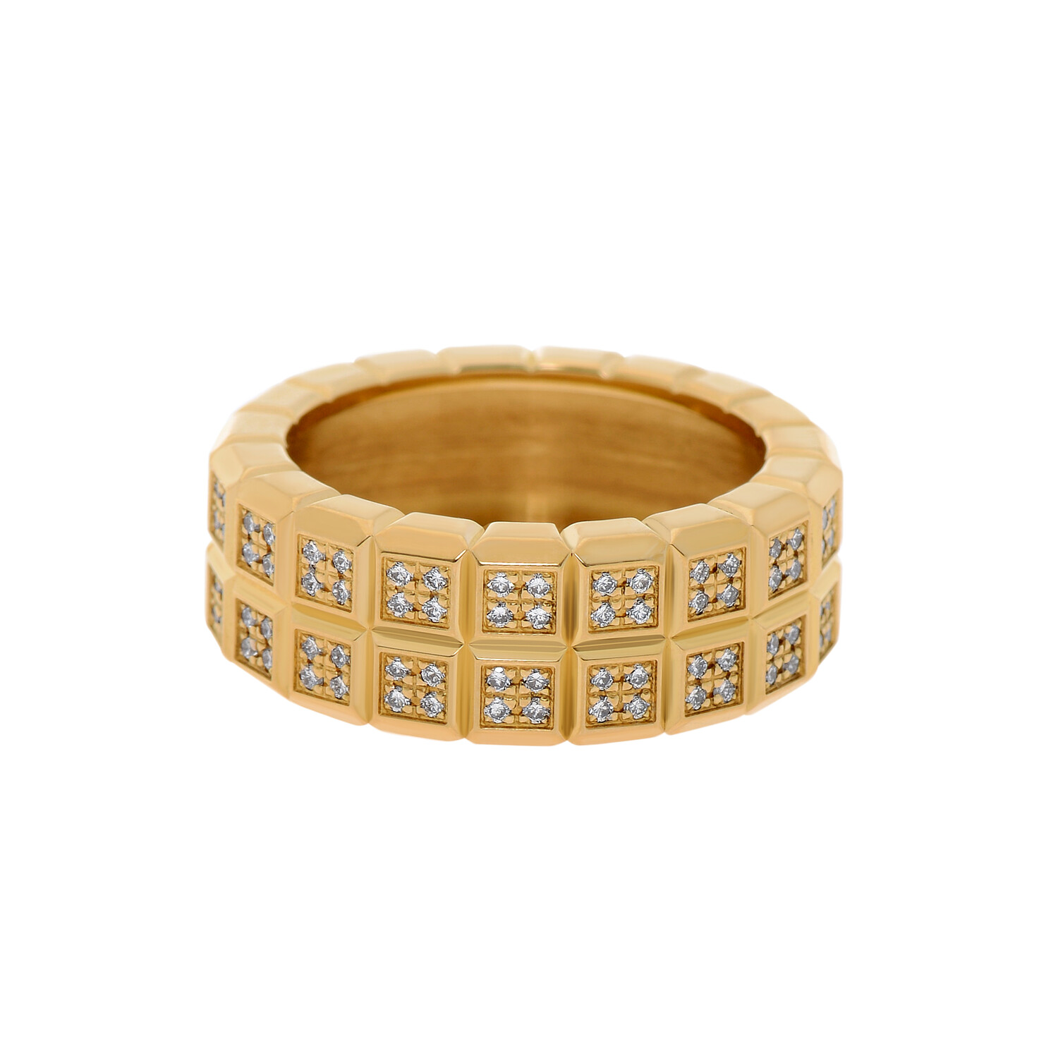 Chopard Ice Cube 18K Yellow Gold Diamond Band Ring Ring Size