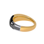 Mimi Milano Tam Tam 18K Yellow Gold + 18K White Gold Onyx Band Ring // Ring Size: 7 // Store Display