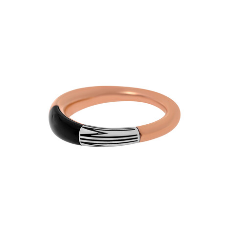 Mimi Milano Tam Tam 18K Rose Gold + 18K White Gold Onyx Band Ring // Ring Size: 6.5 // Store Display