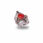 Large Garnet Ring with Butterflies (5.5)