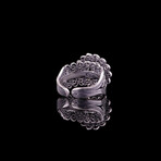 Cute Flower Ring with Onyx (7.5)