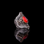 Large Garnet Ring with Butterflies (5.5)