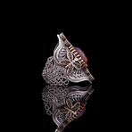 Large Garnet Ring with Butterflies (5.5)