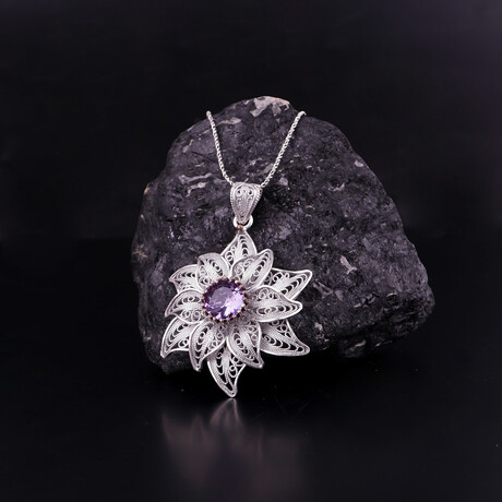 Lotus Flower Amethyst Necklace