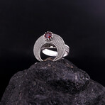 Crescent Moon Ring with Garnet (7)