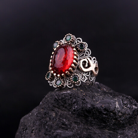 Oval Red Stone Infinity Ring (3.5)