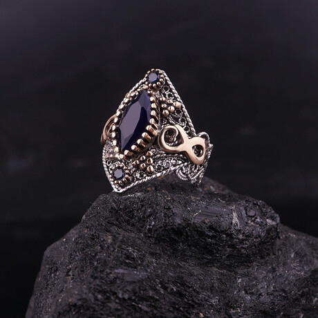 Infinity Ring with Marquise Sapphire (3.5)