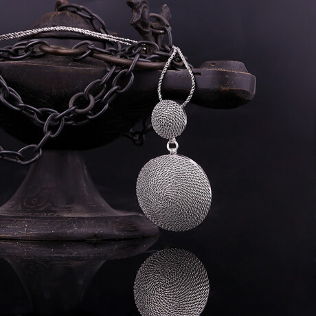 Round Handmade Fine Silver Necklace