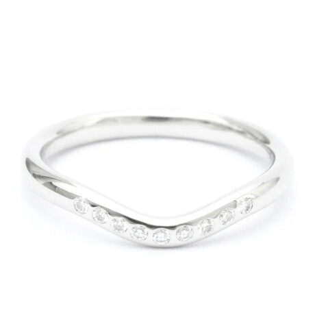 Tiffany & Co. // Platinum Curved Ring With Diamond // Ring Size: 4.5 // Store Display