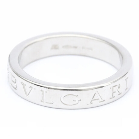 Bulgari // 18k White Gold Double Logo Diamond Ring // Ring Size: 7.5 // Store Display