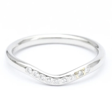 Tiffany & Co. // Platinum Curved Ring With Diamond // Ring Size: 5.5 // Store Display