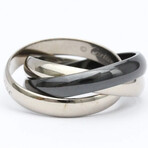 Cartier // 18k White Gold + Ceramic Trinity Ring // Ring Size: 5.25 // Store Display