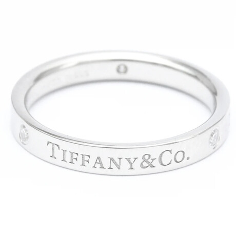 Tiffany & Co. // Platinum Flat Ring With Diamond // Ring Size: 7.5 // Store Display