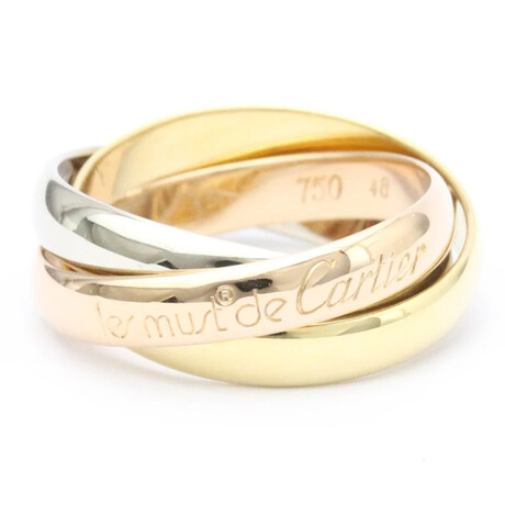 Cartier // 18k Rose Gold + 18k White Gold + 18k Yellow Gold Trinity Ring // Ring Size: 4.5 // Store Display