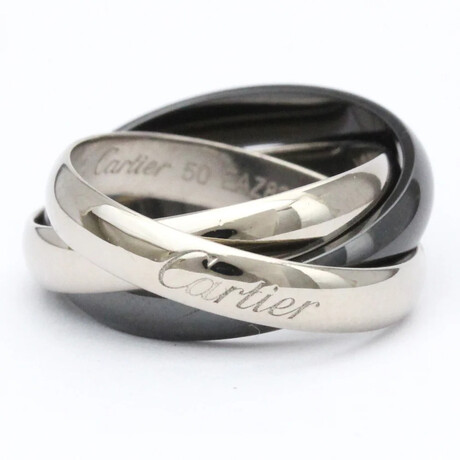Cartier // 18k White Gold + Ceramic Trinity Ring // Ring Size: 5.25 // Store Display